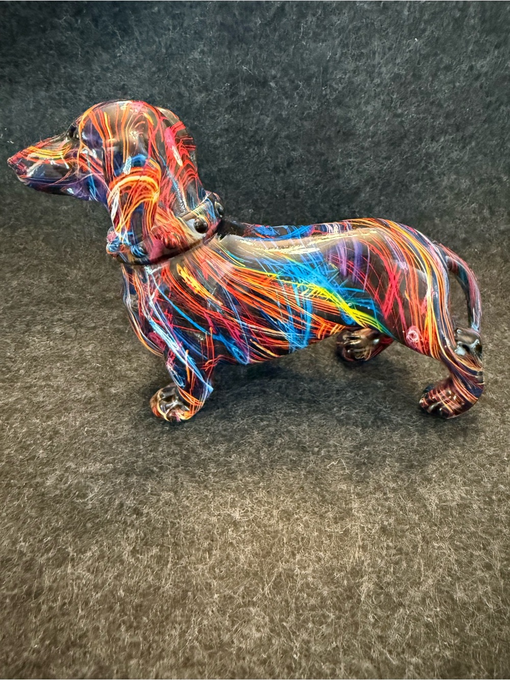 Dachshund Statue - Graffiti Pop Art Resin Dog Sculpture - Modern Home Decor